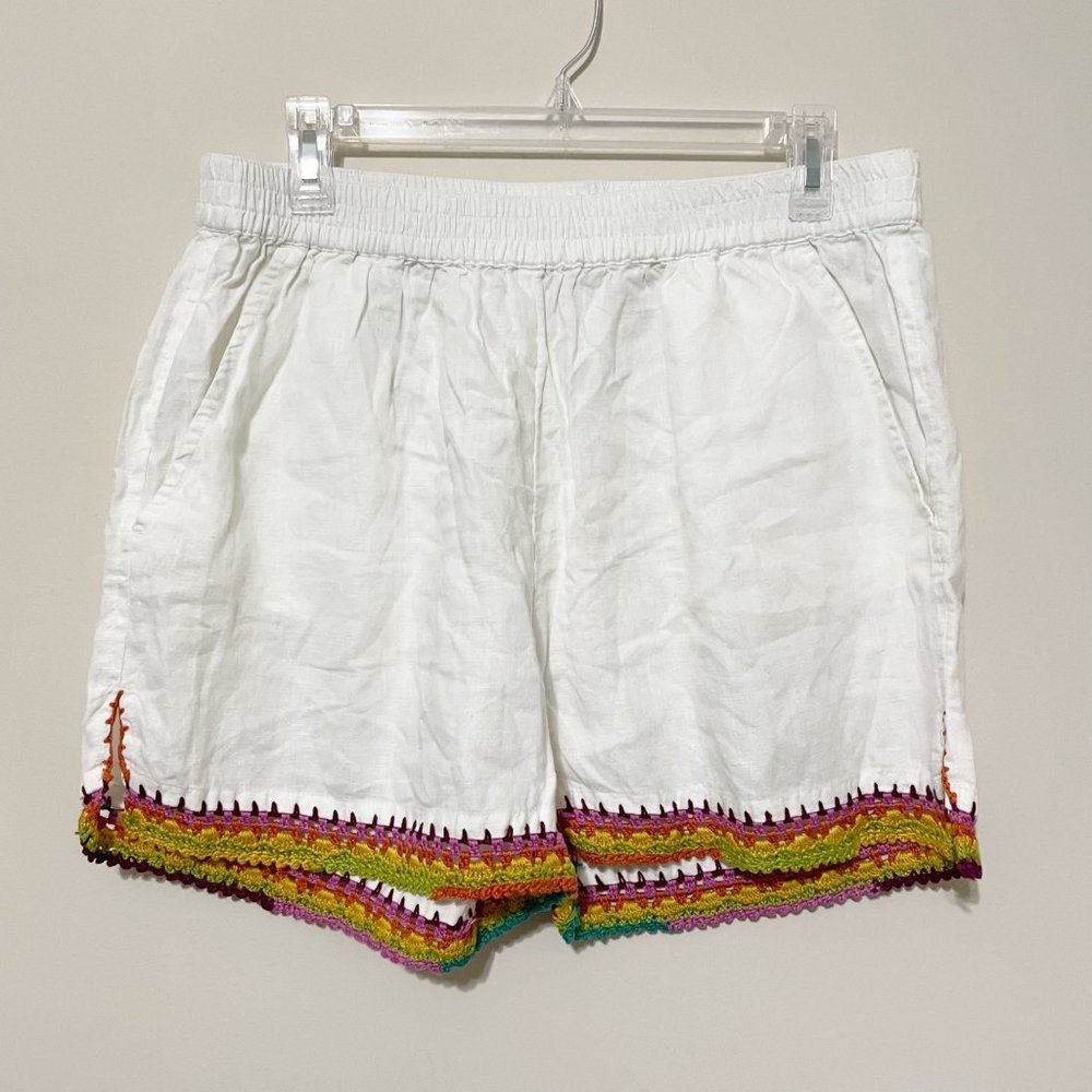 COPY - Sundance Size M 100% linen White Crotchet Boho Pull On Shorts